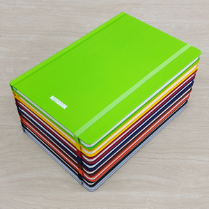 FSC standard hard cover A5 notebook with elastic closure, ruled inner pages and pure color cover
