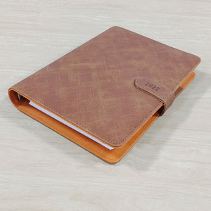 high quality filofax style PU cover A5 diary with metal ring binder and magnetic flap closure