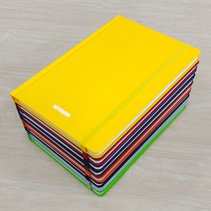 FSC standard hard cover A5 notebook with elastic closure, ruled inner pages and pure color cover