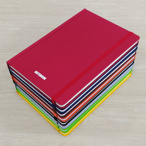 FSC standard hard cover A5 notebook with elastic closure, ruled inner pages and pure color cover